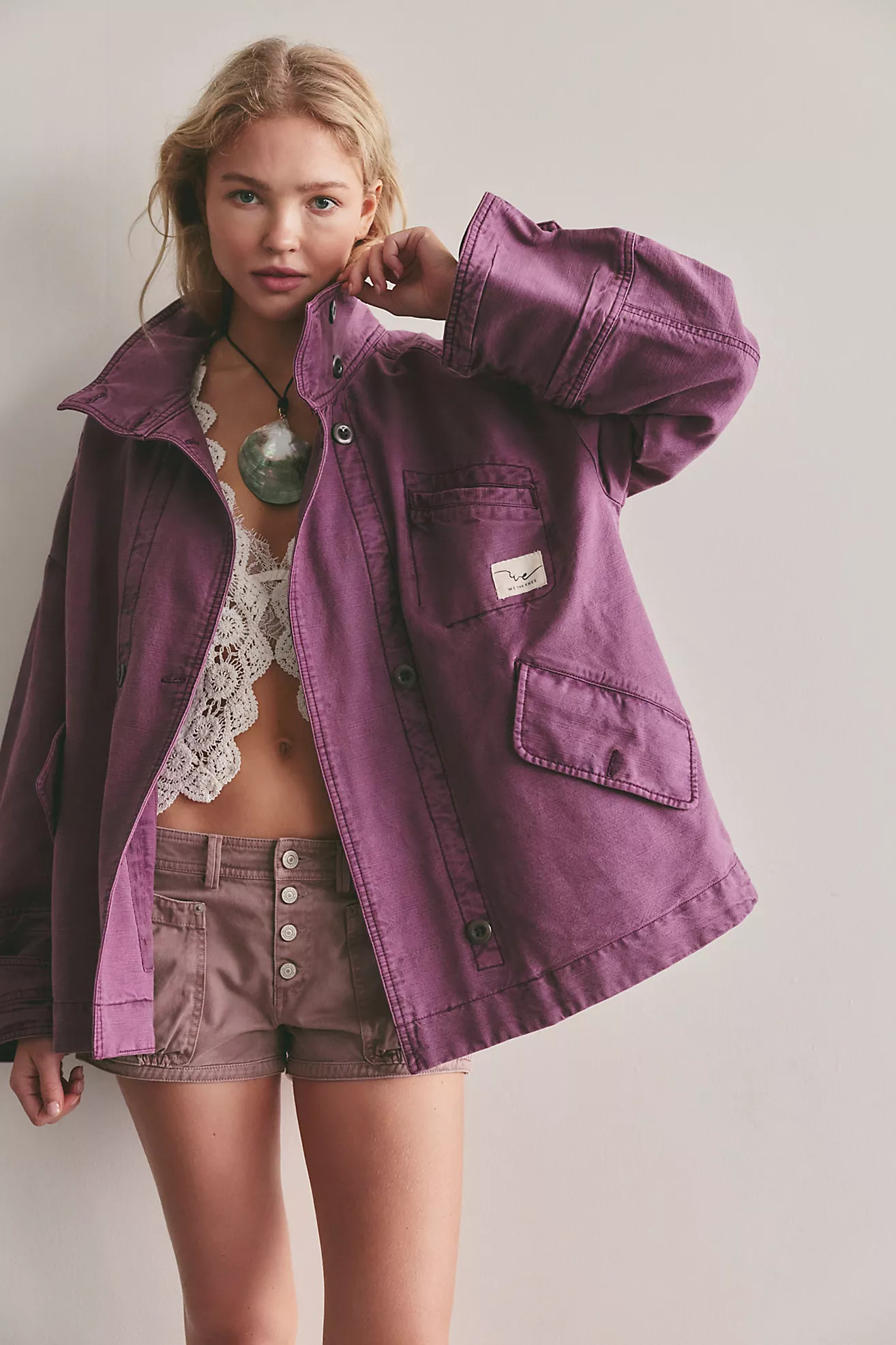 We The Free Collins Washed Canvas Funnel-Neck Jacket | Free People (Global - UK&FR Excluded)