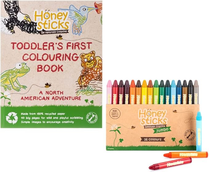 Honeysticks 100% Pure Beeswax Crayons (16 Pack) - Jumbo Crayons for Toddlers, Kids - Non Toxic, F... | Amazon (US)