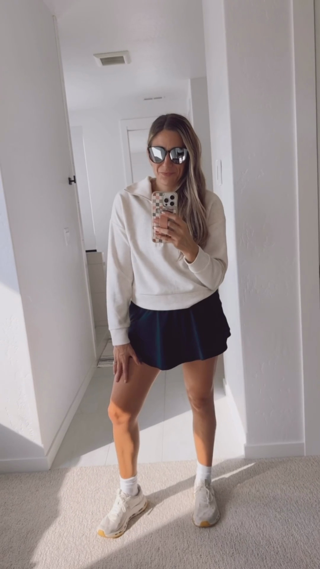 Easy switch from school drop-off to the gym in my go-to favorites ✨ This skort is a forever staple off Amazon, I have these Target  tanks in almost every color, and don’t even get me started on this new Walmart pullover—the fabric is next-level soft! Who else lives in easy staples like these? 🙋‍♀️

#LTKFindsUnder50 #LTKActive #LTKStyleTip