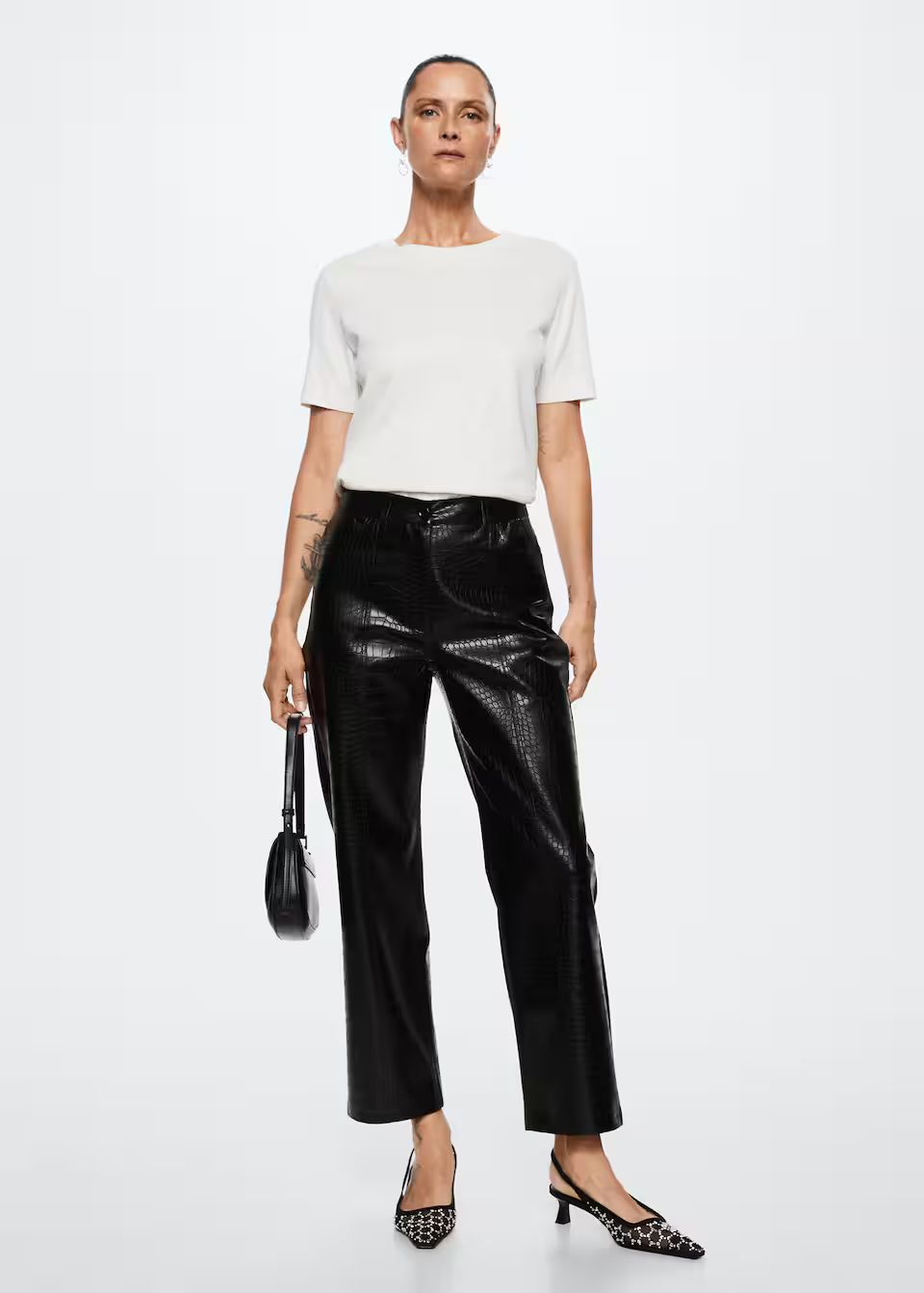 Crocodile faux-leather pants -  Women | Mango USA | MANGO (US)