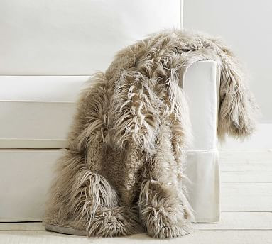 Mongolian Patchwork Faux Fur Throw | Pottery Barn (US)