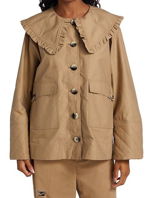 GANNI Ruffle Trim Puritan Collar Jacket | Saks Fifth Avenue