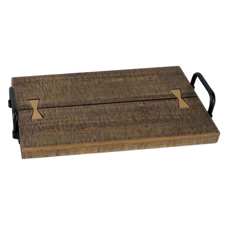 Wood Tray with Metal Handles, 17x10 | At Home