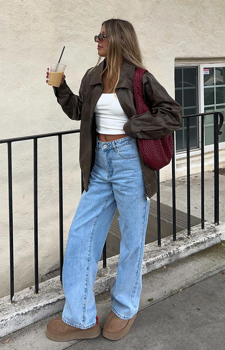 Calliope Light Wash Mid Rise Slouchy Jeans | Beginning Boutique (US)