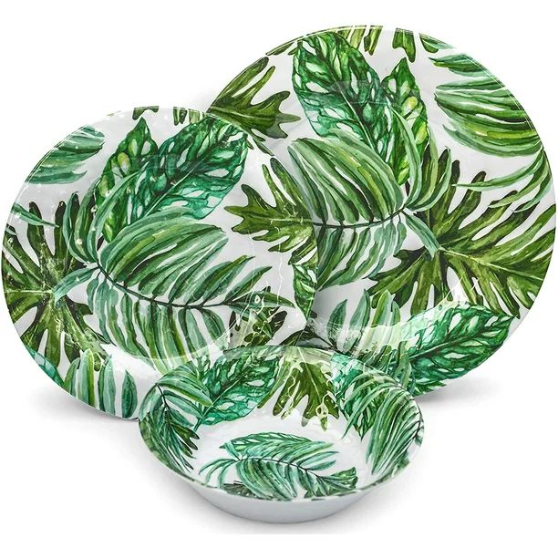 Craft & Kin Melamine Dinnerware Set Melamine Plates | 12 Pcs Outdoor Summer Plates and Bowls Sets... | Walmart (US)