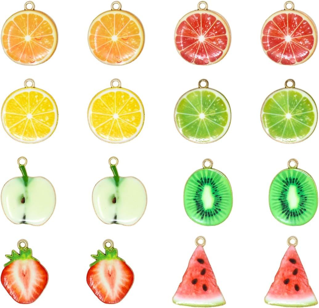 Honbay 32PCS Enamel Fruit Charms Pendnat for Earring Necklace Bracelet Keychain Jewelry Craft Mak... | Amazon (US)