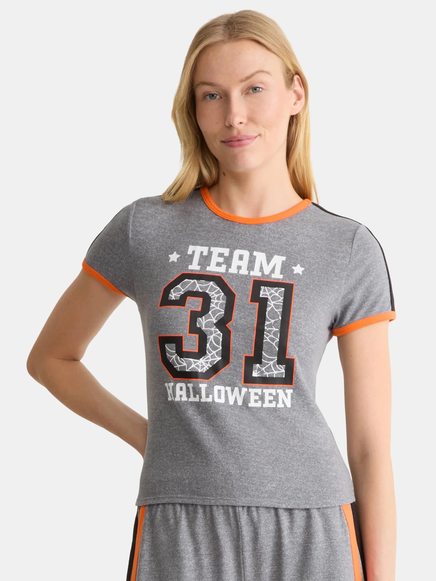Halloween Women's and Women’s Plus Varsity Tee and Shorts Pajama Set, 2-Piece, Sizes XS to 3X | Walmart (US)
