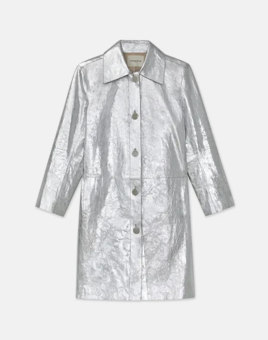Metallic Crinkle Leather Coat | Lafayette 148 NY