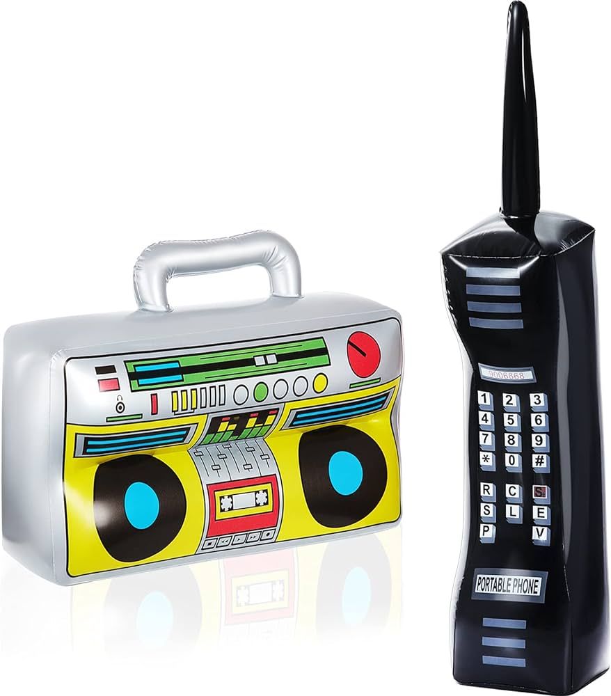 Amazon.com: Gejoy 2 Pieces Inflatable Radio Boombox Inflatable Mobile Phone Props for 80s 90s Par... | Amazon (US)