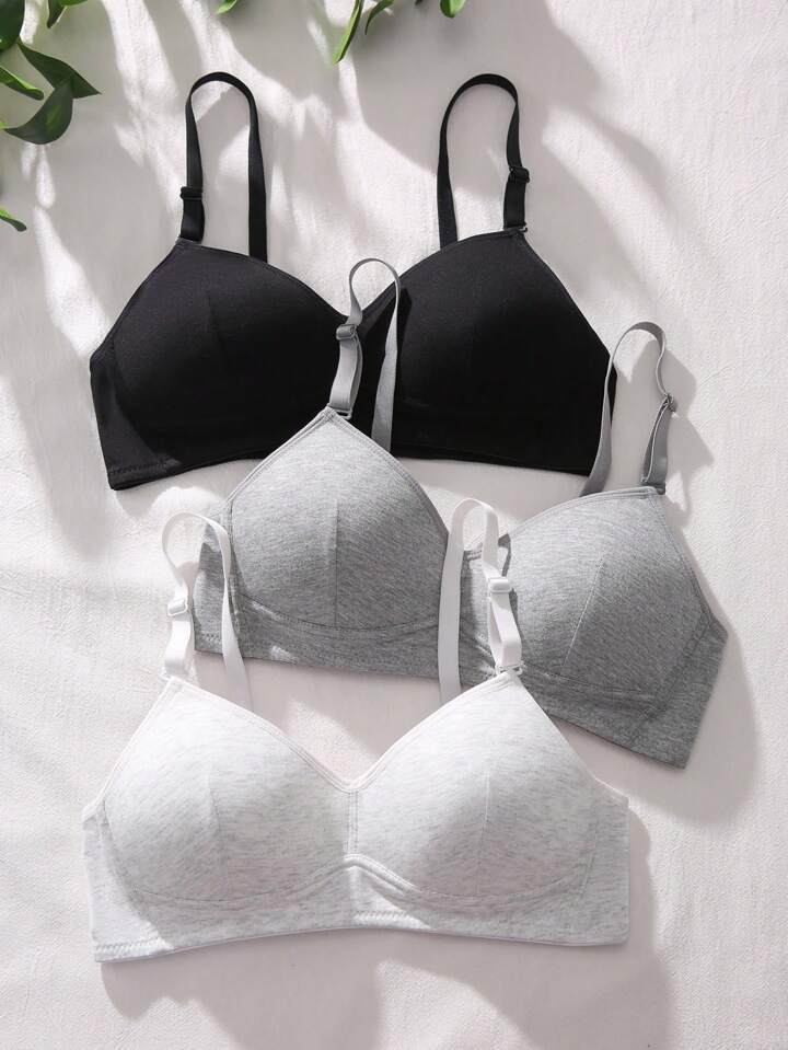 3pack Solid Wireless Bra | SHEIN