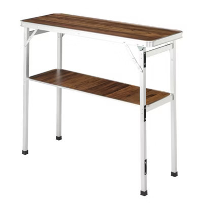 SEVOBAL Folding Tables Portable Bar Table with Shelf Tradeshow Podium with Skirt and Carrying Bag for Party and Exhibition, Brown, 104"*44"*9.5" | Target