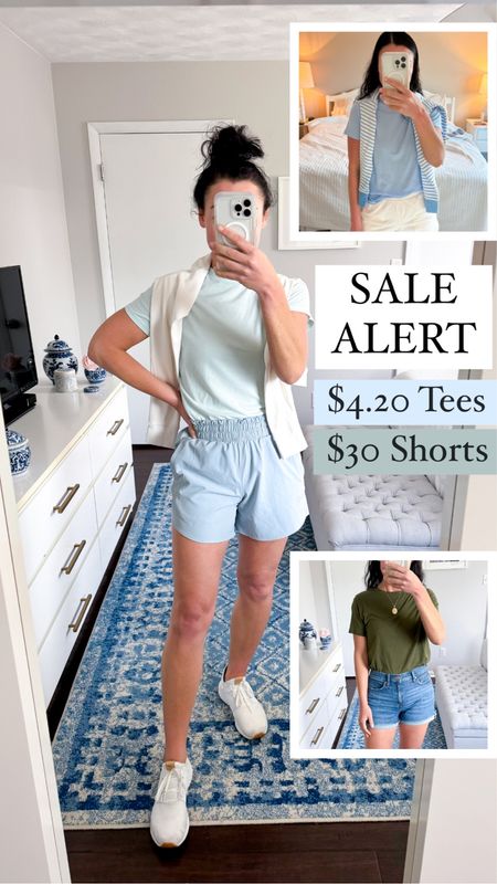 My favorite daily tee is on sale for only $4.20 today!! I own 5 colors and just ordered 4 more to add to my collection. I literally wear these at least 5 days a week…under and pullovers sweatshirts in the winter, with gym shorts, with denim shorts, all the ways! They are super soft and excellent quality for the price! 

I bought these shirts last summer & they instantly became a favorite as well! I love the high waist, pockets, and longer length. Very appropriate for a mom chasing kids around. And I love this dusty blue color, it’s a great neutral that matches everything. Currently on sale for only $30! 

Sizing:
If between sizes I would size up in these, unless you’re looking for a more fitted tee. I have a few in XS, but I mainly have them in a S, which is what I prefer in this top. It does shrink a bit in the dryer, so the larger size allows me to dry it. 

Target style, target finds, Target fashion, affordable style, sale alert, mom style, casual style, casual ootd, comfy, classic, activewear, spring fashion 

#LTKsalealert #LTKfindsunder50 #LTKSeasonal