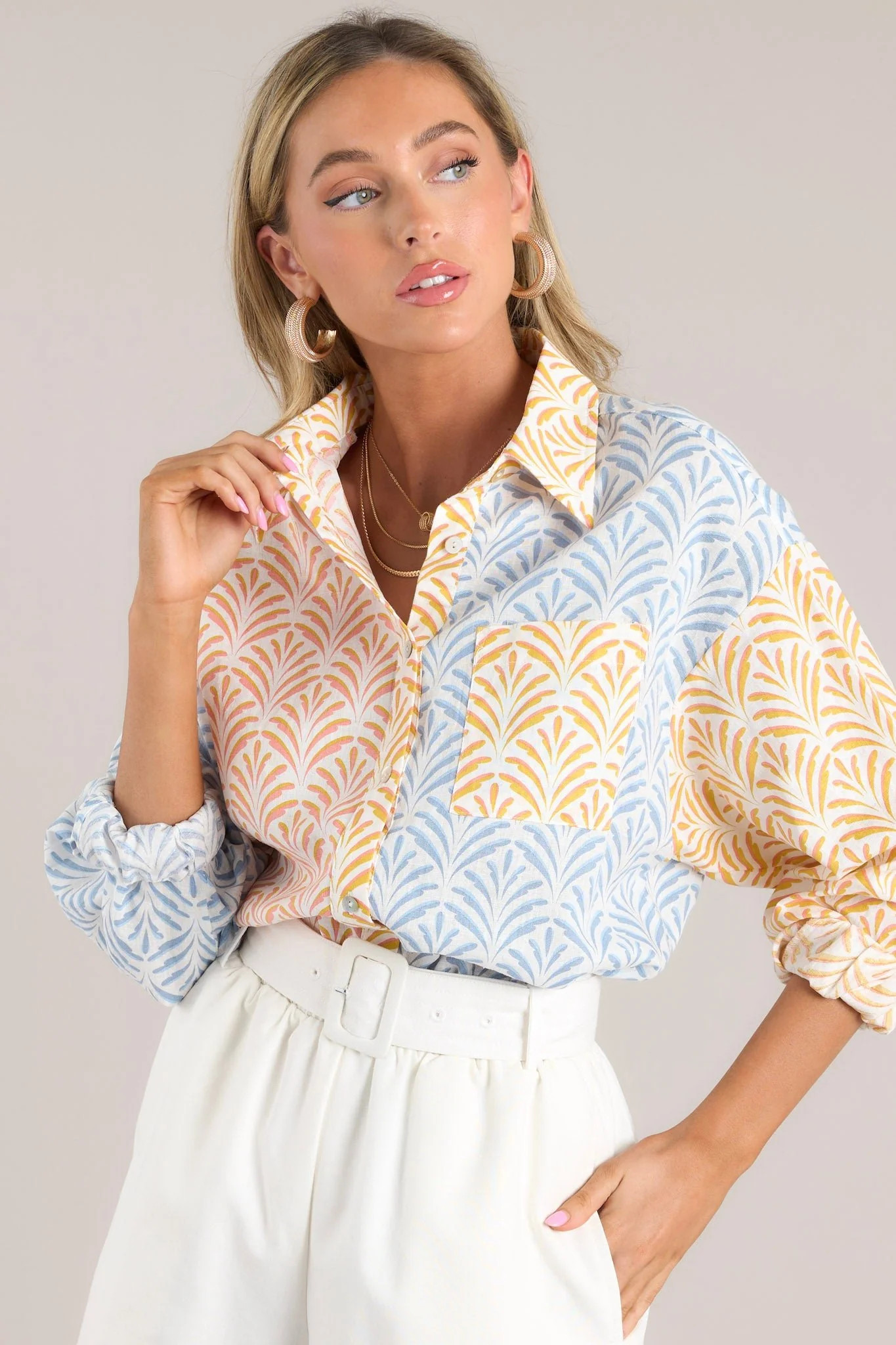 Need To Chill Sky Blue Multi Print Top | Red Dress