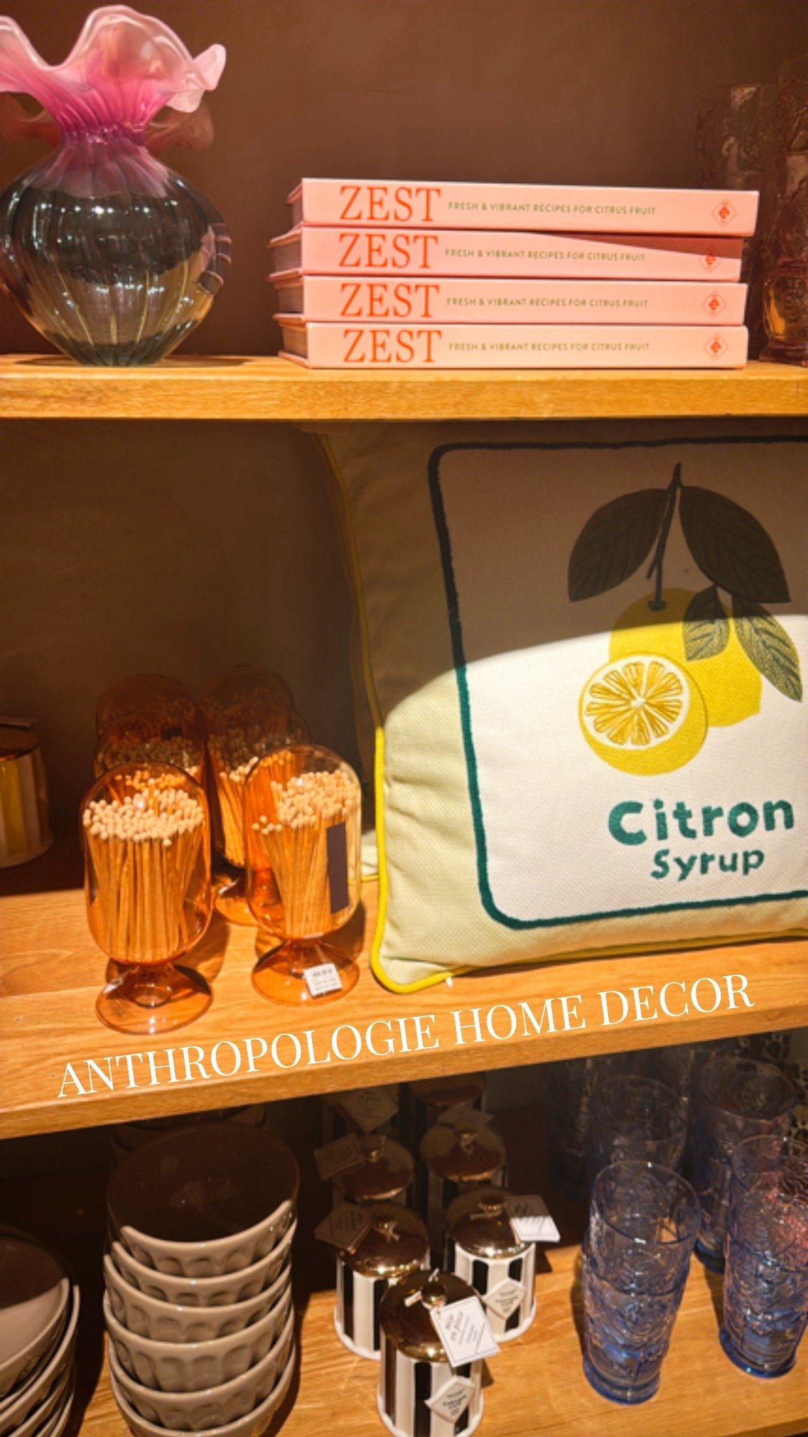 Anthropologie home decor inspiration 🛍️ / Lemon pillow, candle match set, blue glasses 

#LTKSeasonal #LTKHome