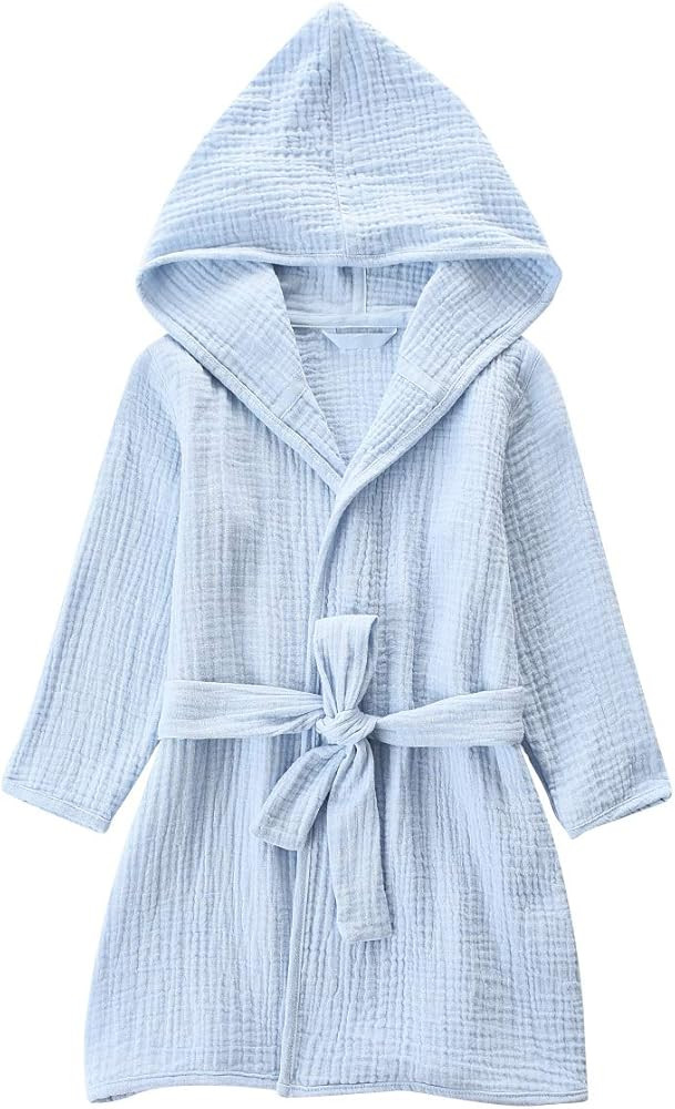 Organic Cotton Toddler Bathrobe, Soft and Breathable Baby Robe for Kid, Boy& Girl Hooded Robe Mus... | Amazon (US)