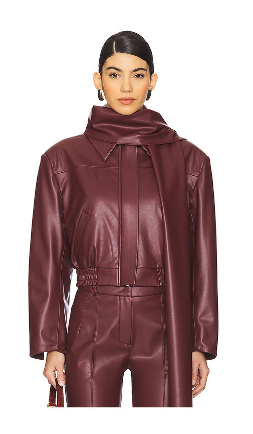 SELMACILEK Leather Scarf Detailed Jacket in Burgundy. Size S. Also in XS. | Revolve Clothing (Global)