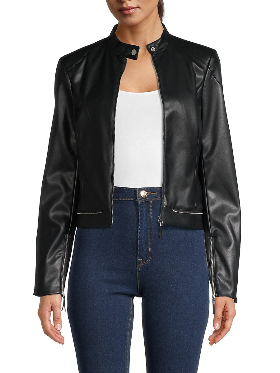 Calvin Klein Women's Faux Leather Jacket - Black - Size 6 | Saks Fifth Avenue OFF 5TH
