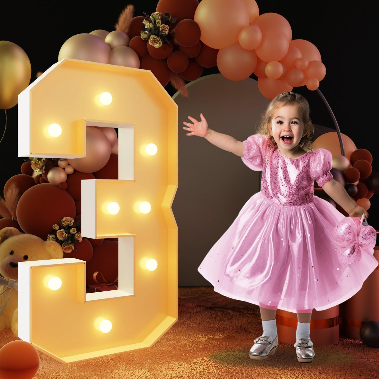 imprsv 3FT Light Up Numbers, Marquee Numbers for 30th Birthday Decorations Anniversary Party Deco... | Amazon (US)