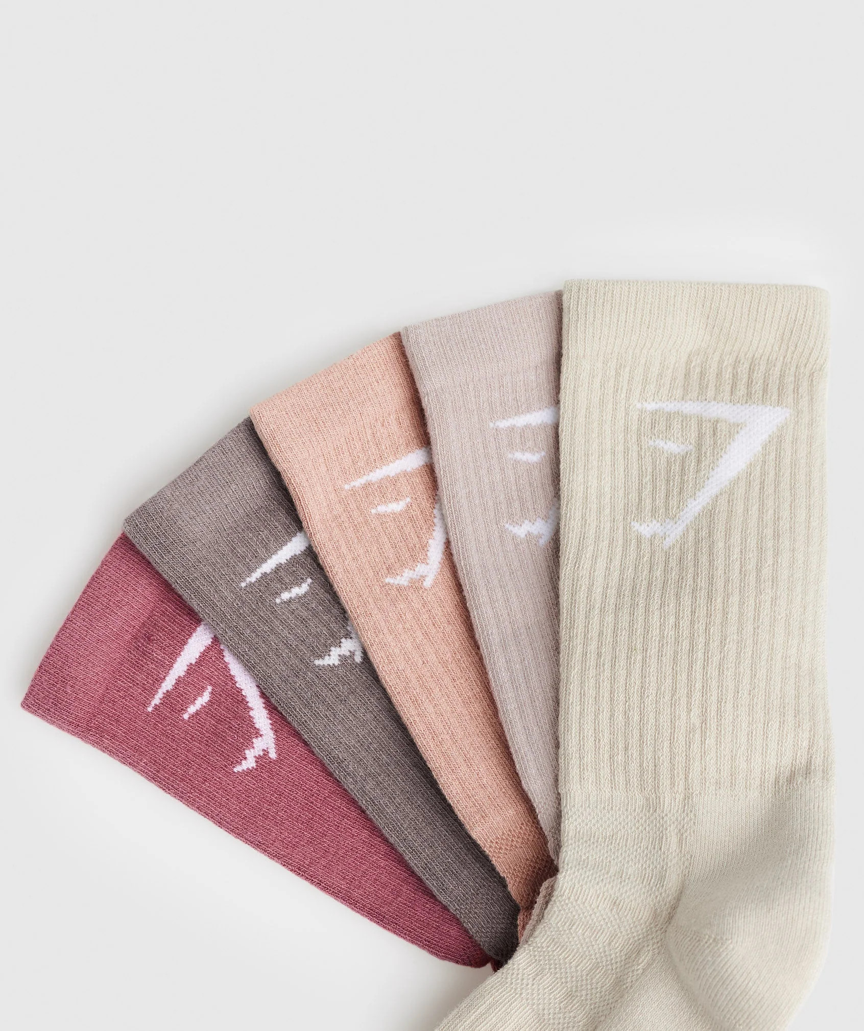 Gymshark Crew Socks 5pk - Berry/Brown/Pink/Pink/Brown | Gymshark US