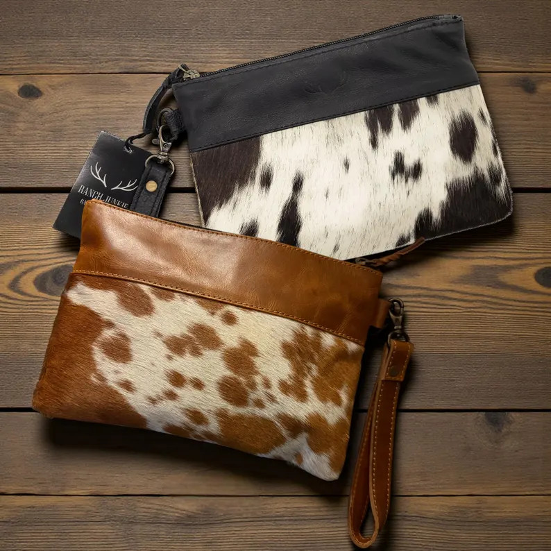 Genuine Cowhide Wristlet Highlands Clutch Bag - Etsy | Etsy (US)