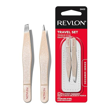 Revlon Designer Series Mini Tweezer Set, Hair Removal Tool Kit with Slant & Point Tips, Portable ... | Amazon (US)