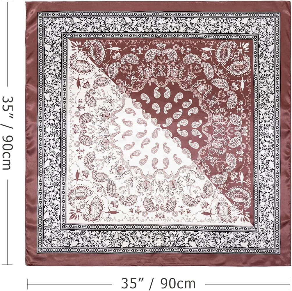 DRESHOW 4 Pack Large Square Satin Headscarves Hair Scarves Silk Accessories Classic Patterned Squ... | Amazon (UK)