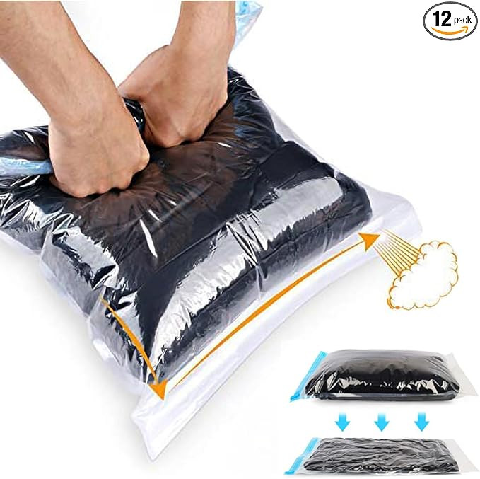 Compression Bags - Travel Essentials 12 Pack Space Saver No Vacuum or Pump Needed Storage Accesso... | Amazon (US)