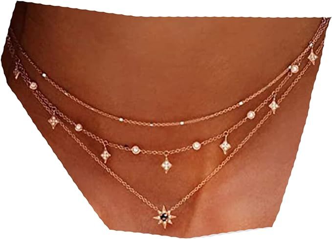 BERYUAN Gold Sun Star Necklace for Women Teens Trendy Necklaces Teen Necklaces for Girls Trendy | Amazon (US)