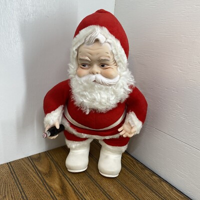 Vintage Rushton Co. Coca-Cola Stuffed Plush Santa Doll w/ bottle, 15 in. | eBay US