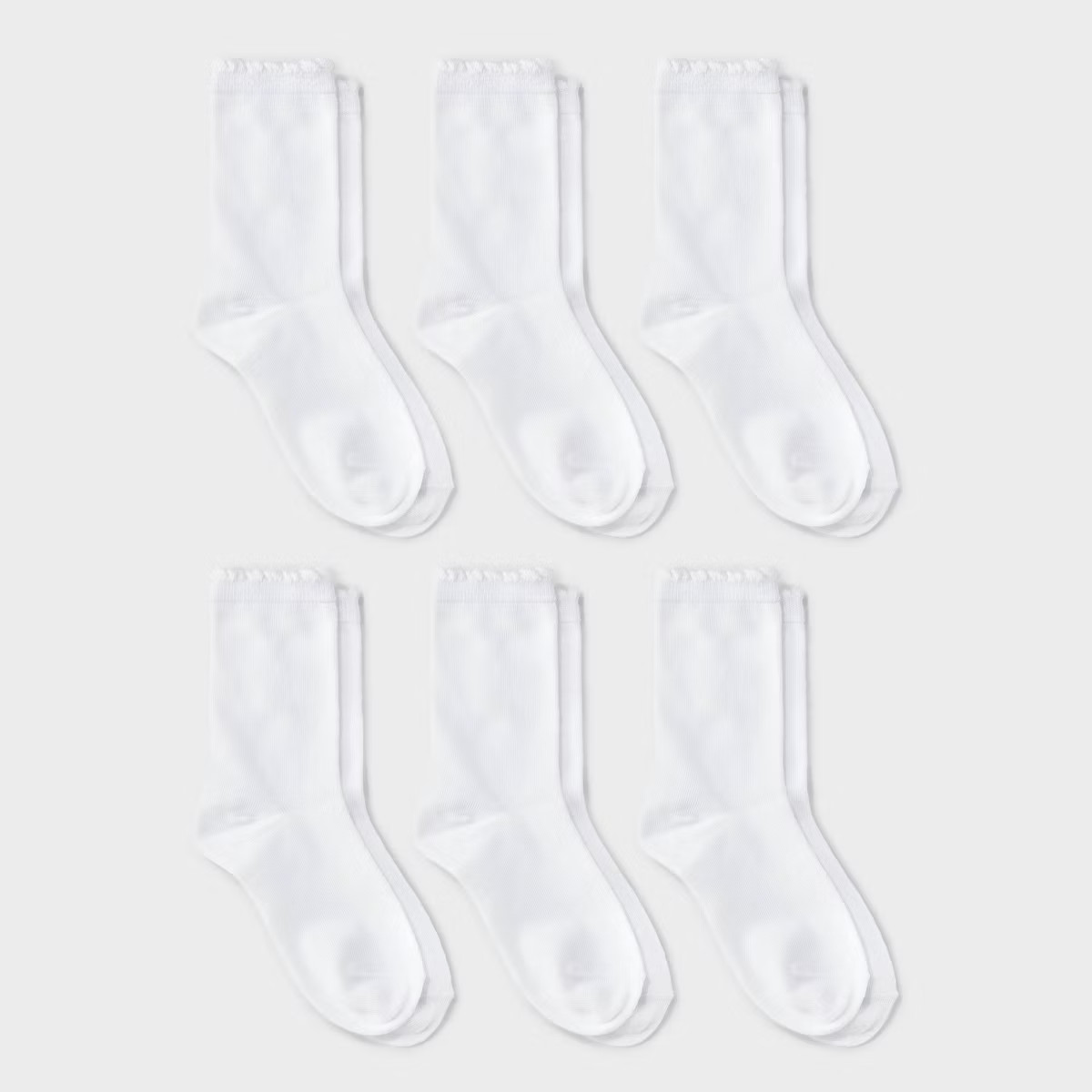 Girls' 6pk Ruffle Crew Socks - Cat & Jack™ White | Target