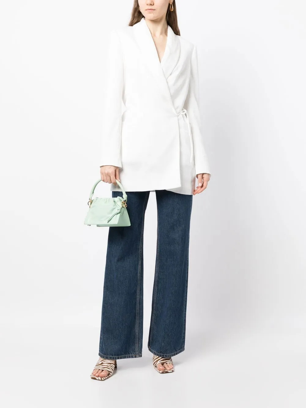 STAUD Everly tie-fastened Blazer | White | FARFETCH UK | Farfetch Global