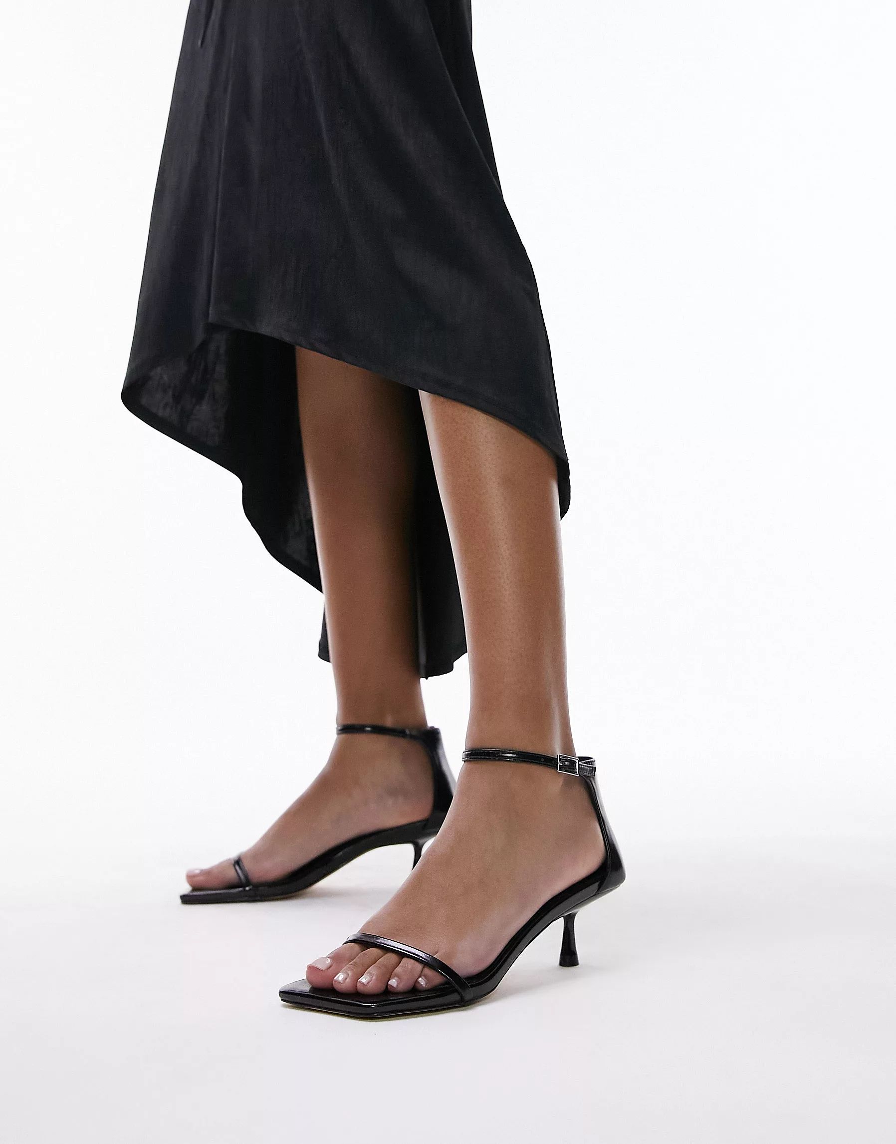 Topshop Imogen two part mid heel sandal in black | ASOS (Global)