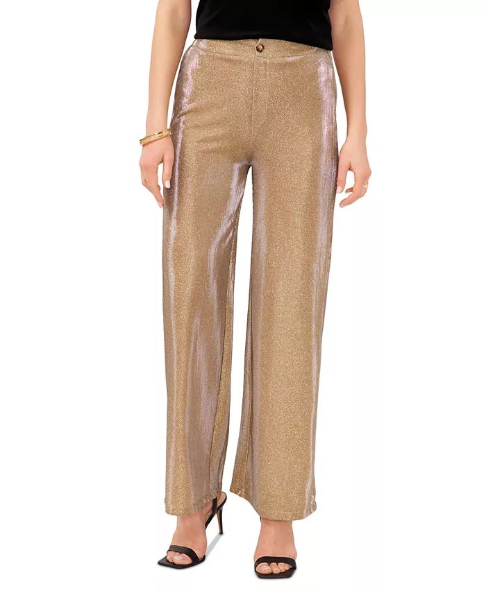 Vince Camuto Women's Metallic Relaxed Straight-Leg Trousers - Macy's | Macy's
