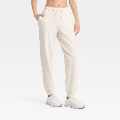 Women's French Terry Jogger Sweatpants - JoyLab™ Cream L | Target