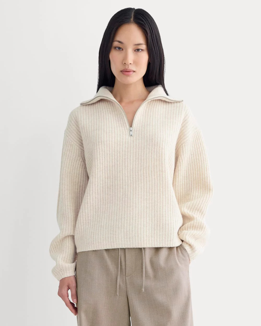 The Half-Zip Sweater in Luxe Merino | Heathered Oat | Everlane