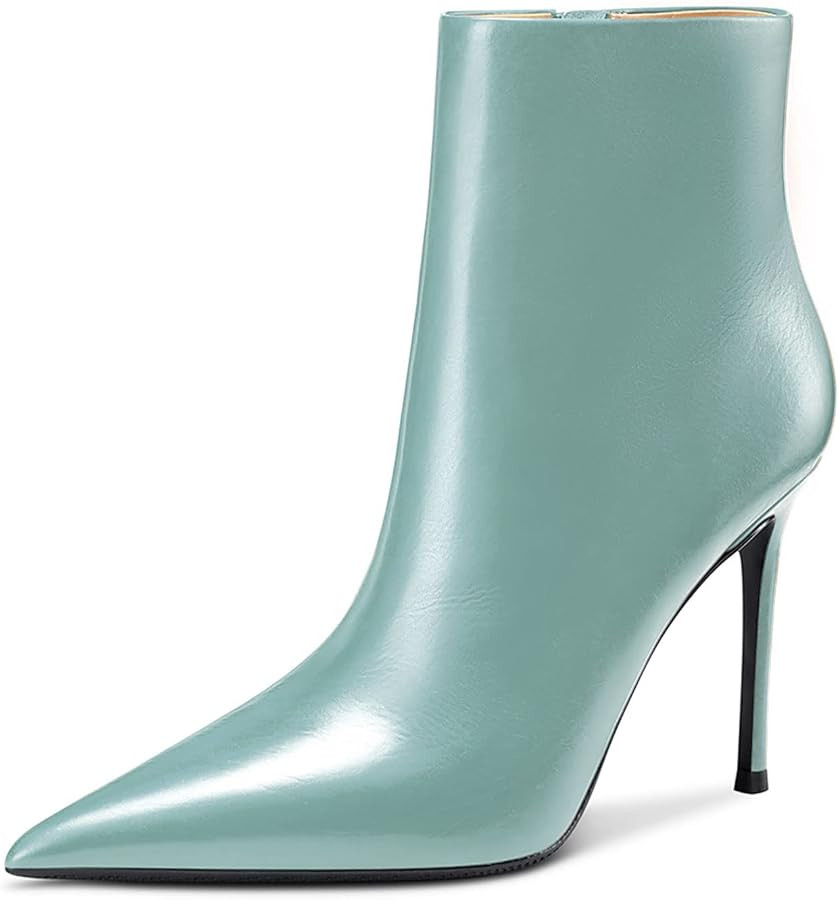 Aachcol Women Ankle Boots Short Bootie Stiletto High Heel Pointed Toe Zipper Matte 4 Inch | Amazon (US)
