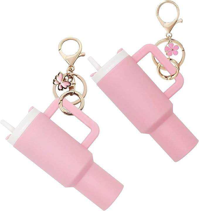 TOS Mini Tumbler Keychain Set of 2, Mini Cup Keychain for School Bag or Lip Balm | Amazon (US)