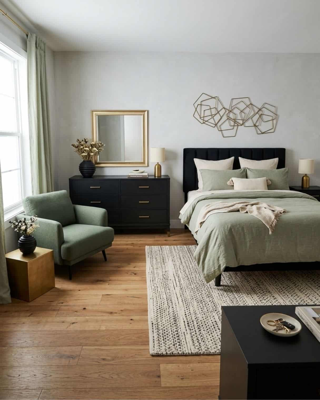 Moody Sage & Black Bedroom Design

*Note: This is a digital room mockup showcasing product styling ideas from my room design mood board.

#LTKHome