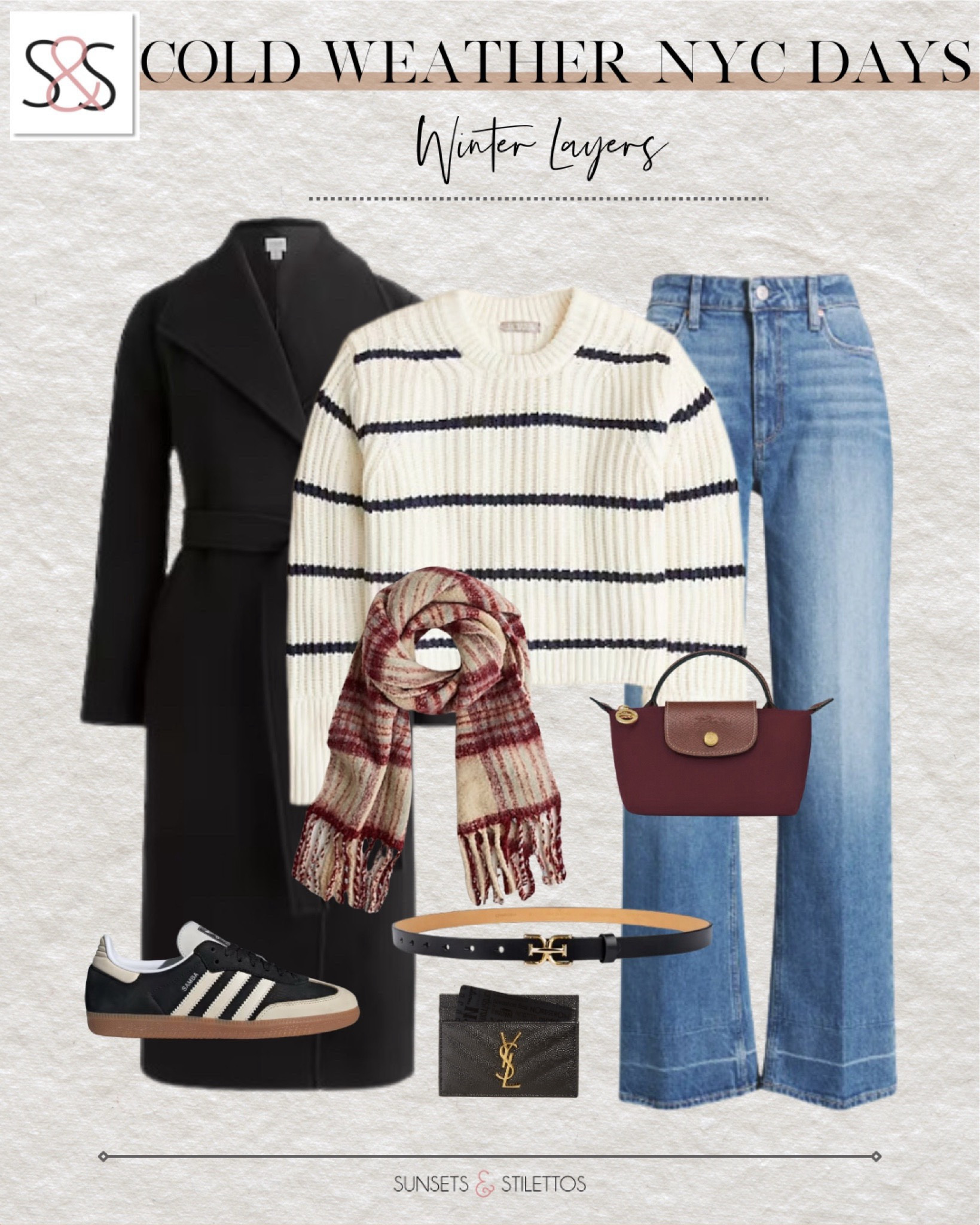 Layer up for cold NYC days with this cozy winter look. A striped sweater pairs perfectly with jeans and sneakers for a casual vibe, while a tailored coat and scarf add warmth and style. Finish it off with a classic belt, crossbody bag, and sleek cardholder for a practical yet polished outfit.

cold weather outfit, winter layers, NYC street style, cozy and chic looks, winter wardrobe staples

#LTKOver40 #LTKSeasonal #LTKStyleTip