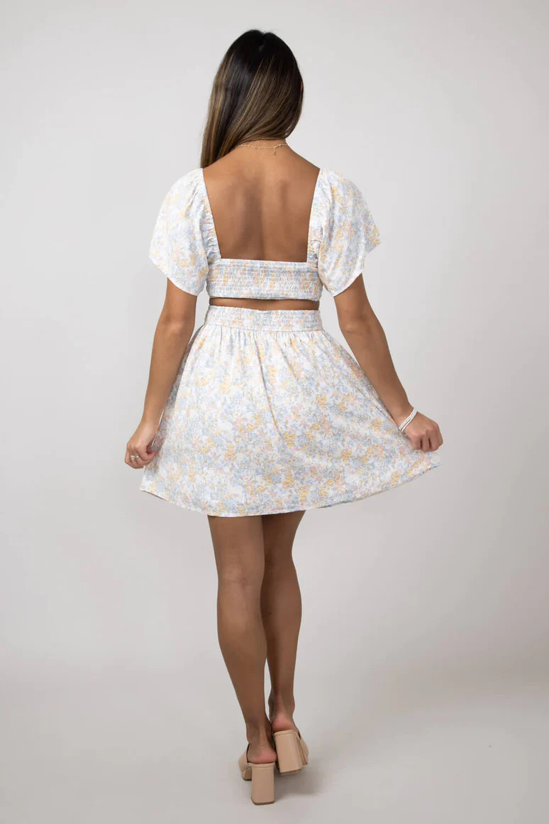 Cutout Floral Dress for Women in Blue Floral | Glik's