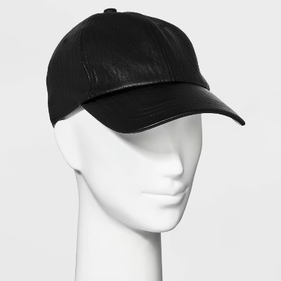 Women's Faux Leather Baseball Hat - A New Day™ Black | Target