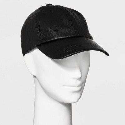 Women&#39;s Faux Leather Baseball Hat - A New Day&#8482; Black | Target