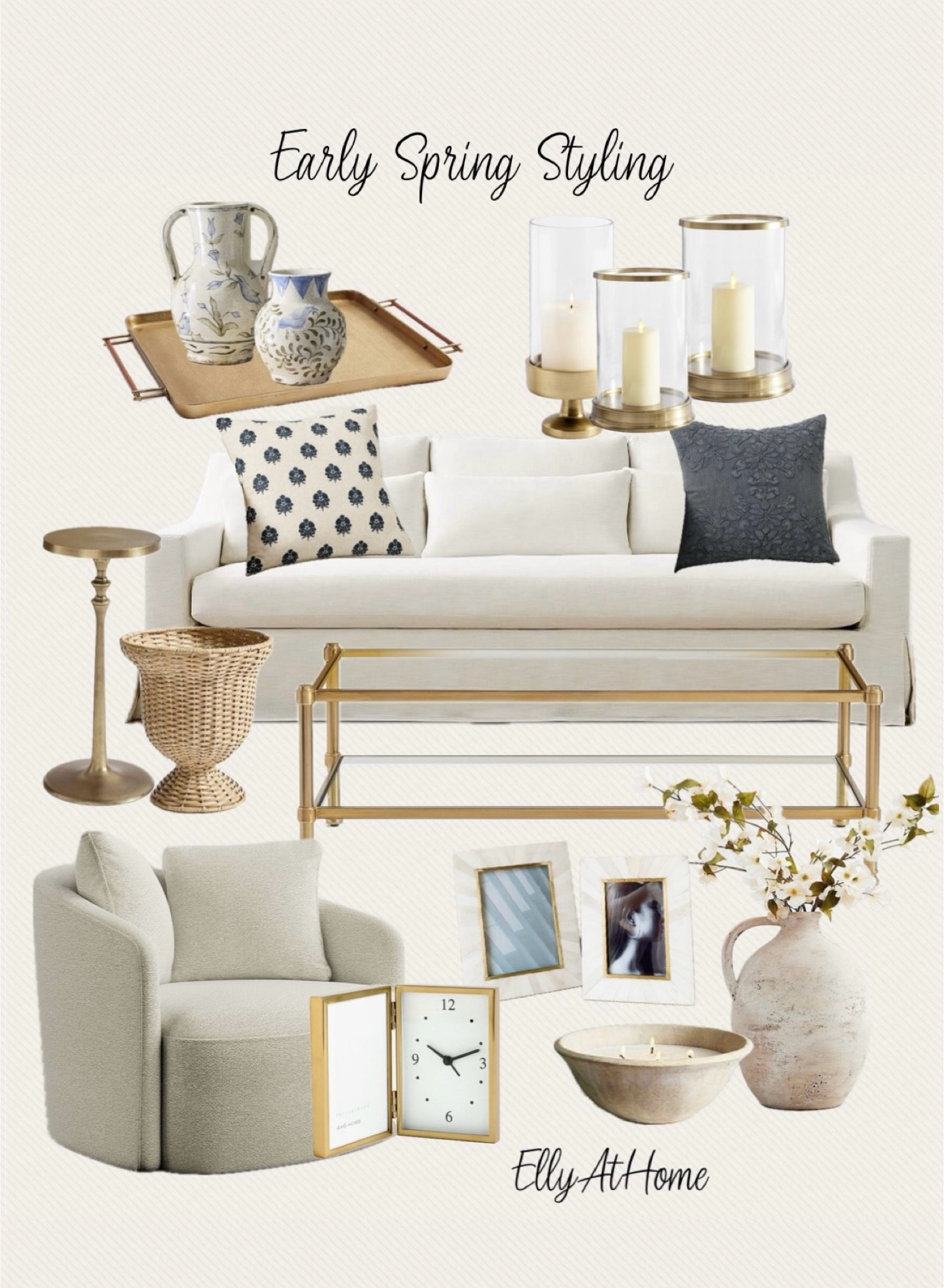 New early spring home styling and favorites from Pottery Barn! Shop sofa, brass coffee table, frames, trays, fresh new throw pillows, blankets, side chairs, candleholders, new vases and more home decor accessories, some selections on sale!

#LTKHome #LTKSaleAlert #LTKFindsUnder50