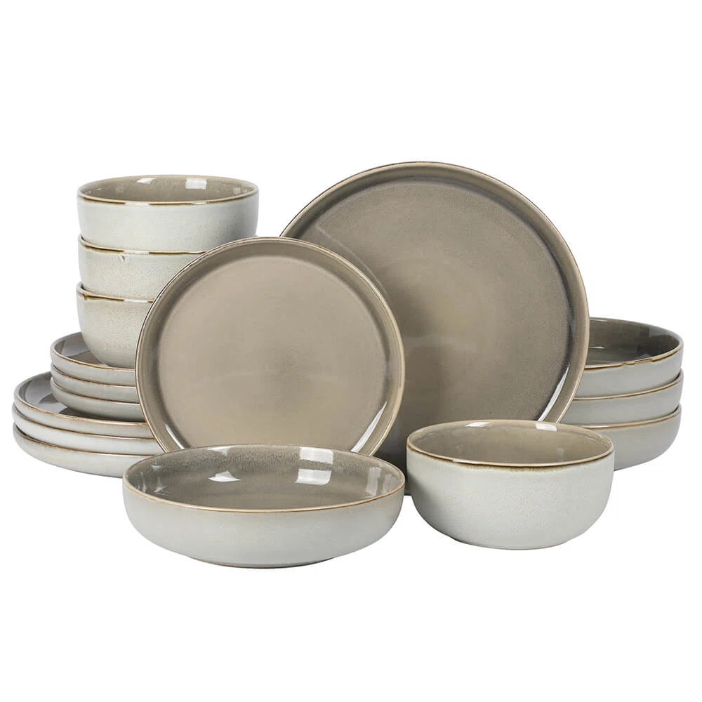 Gibson Elite Sunveil 16 Piece (Service for 4) Plates and Bowls Reactive Glaze Round Dishes Stonew... | Wayfair North America