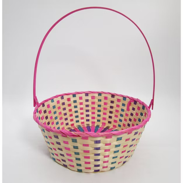 15" Bamboo Easter Basket Warm Colorway Pink and Purple Mix - Spritz™ | Target