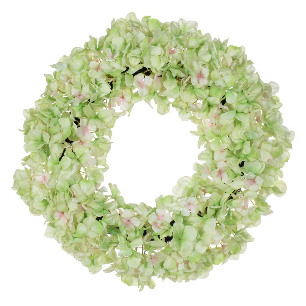 20" Real Touch White Hydrangea Wreath. This artificial hydrangea wreath features vibrant petals w... | Wayfair North America