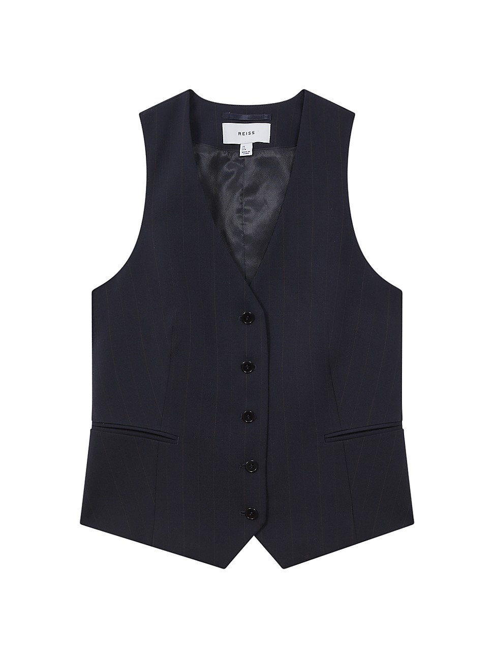 Women's Willow Pinstriped Wool-Blend Vest - Navy - Size 12 | Saks Fifth Avenue