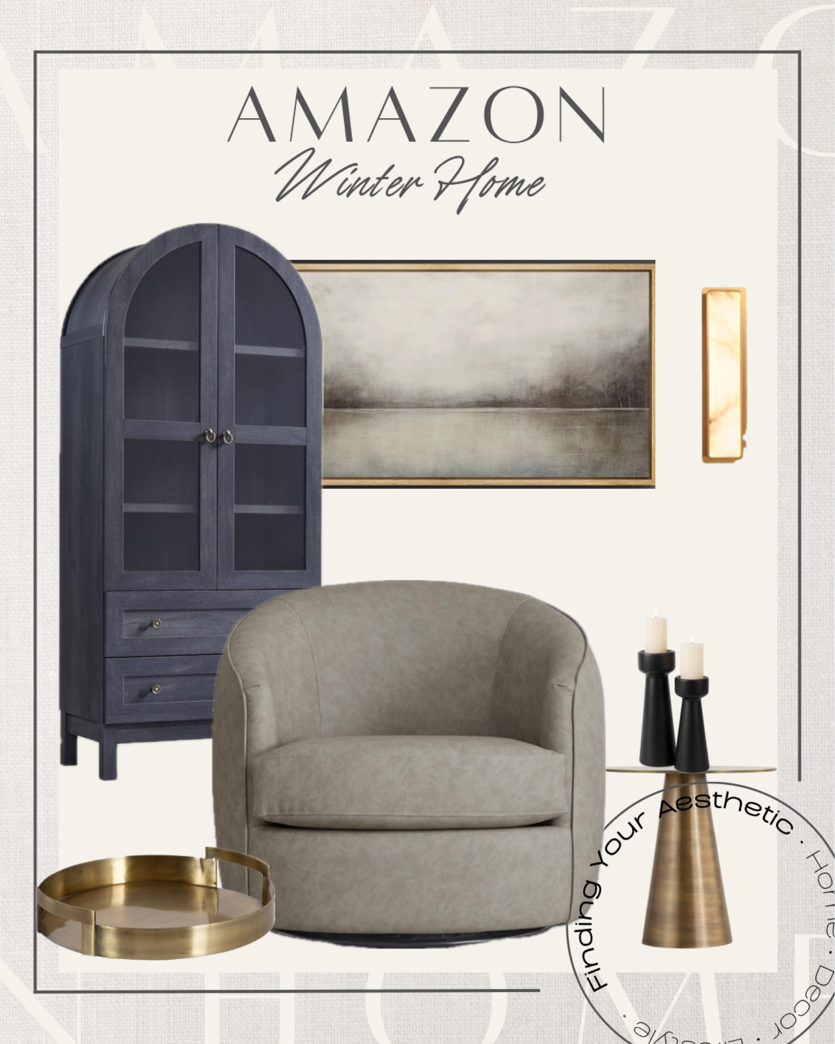 Amazon winter styled home inspo -

Arched black cabinet // arch storage cabinet // swivel chair modern // modern sconce alabaster // abstract wall art // neutral style // side table // pillar candlesticks // brass decorative tray // Amazon styled home 

#LTKHome #LTKSaleAlert #LTKStyleTip