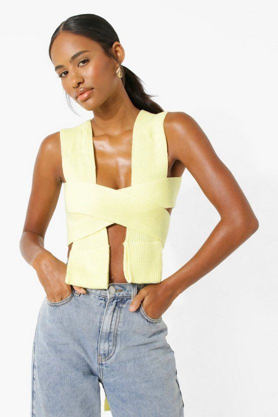Crossover Knitted Top | Boohoo.com (US & CA)