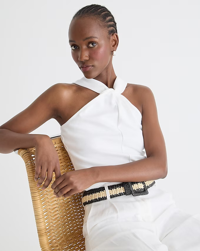 Twist-front tank top in cotton-blend bouclé | J. Crew US
